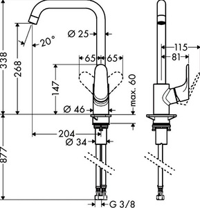 Смеситель для кухни, 260, 1jet, (цв.хром),  M41 ZZ Hansgrohe Focus 31820000