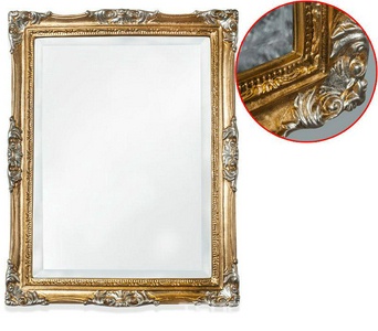Зеркало прямоуг. в дерев. резной раме 72х92см (верт./гориз. монтаж), (цв. oro/arg), крепёж в компл., Tiffany Tiffany Универсал TW00262 oro/arg