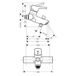 Смеситель для ванны, (цв.хром),  Hansgrohe Talis S 72400000