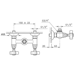 Смеситель для душа двухвентильный, (цв. бронза, ручки Dames Anglaises), Nicolazzi ZZ Nicolazzi Tradizionale 1425 BZ 18
