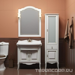 Пенал  напольный 452x360x1755 мм, правый, цв. белый без патины ZZ Opadiris Лоренцо Z0000008218