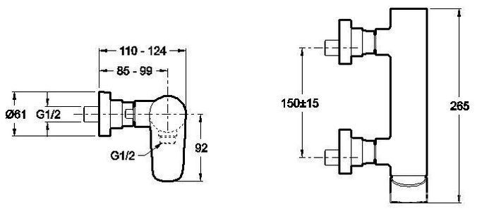 Смеситель настенный  для душа, хром Jacob Delafon Aleo E72351-CP