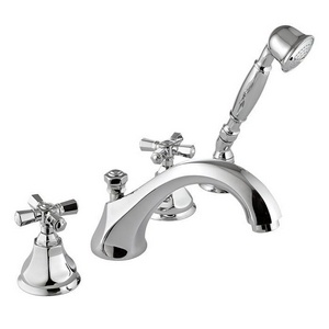 Смеситель для ванны, встраив. в борт на 4 отв., (лейка, шланг в компл.), (цв.хром/ручки цв.хром),  ZZ Nicolazzi Teide 1904 CR 05
