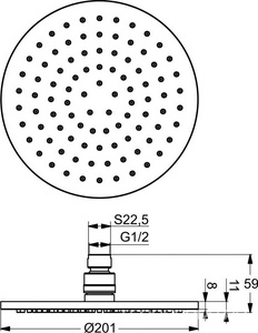 Душ верхний, стационарный, круг d200мм, G 1/2, (металл цв.хром), IdeaRain ZZ Ideal Standard IdealRain B9442AA