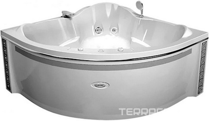 Ванна акрил."СОРРЕНТО-GOLD",1480х1480,фр.пан"Swar"/"Моз.", ГМ6,НМ2,СМ7,АМ10,хр.2 лам.c пульт.,контр.200,молд.,смес/изл."Бриз-Ниагара-GOLD"каркас и сли