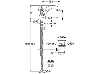 Смеситель для раковины, с д/к, (цв.хром),  ZZ Ideal Standard Reflections B9653AA