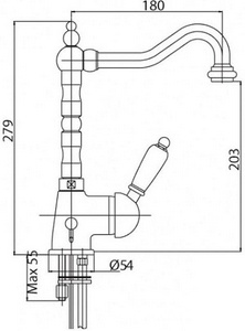 Смеситель кухонный, (цв.хром, ручка Swarovski Nero),  ZZ Cezares Vintage VINTAGE-LLM2-01-Sw-N