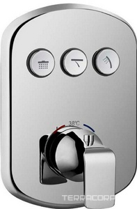 Встраиваемый термостатический смеситель с трёхпозиционным кнопочным переключателем, (внутренняя часть в компл.),(цв. хром),  ZZ Cezares Globo GLOBO-F-VDIM3-TB-01