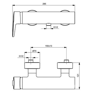Смеситель для душа, (цв.хром),  ZZ Ideal Standard Connect Air B9924AA