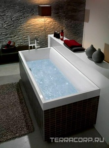 Ванна 1800х800х500мм, кварил, (цв. 01 белый), ножки пласт. h145-180мм в компл., (без удлинённого слива-перелива),  ZZ Villeroy & Boch Squaro UBQ180SQR2V-01