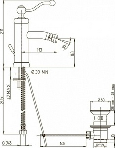 Смеситель для биде, c д/к, (цв.бронза),  ZZ Paini Duomo 88F3306KM