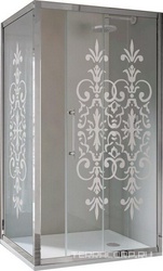 Стенка боковая для душевой двери, 87-90хh200см, правая/левая, (проф цв.бронза,ст.6мм прозр.с рис.N8 StarClean), Villa Borchese ZZ