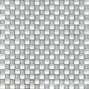 Мозаика Мастера Керамики Glass Мозаика  2032 шахматка металик серебро-платина ZZ30х30 Серебряный 