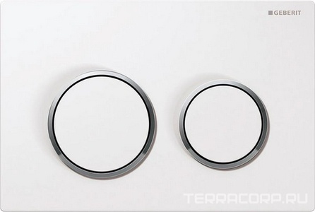 Клавиша смыва, (пластик цв.белый / обод на кнопках хром), 20 Geberit Omega 115.085.KJ.1