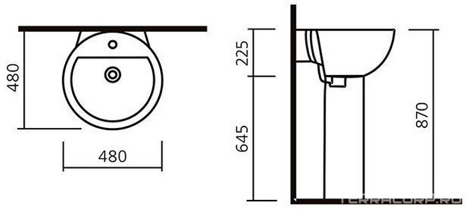 Раковина  Art Luxe 480*480*225, белый Sanita Luxe Art luxe WB.PD/Art/50-C/WHT.G/S1 / ARTSLWB01