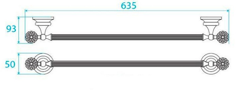 Полотенцедержатель 60см, (цв.золото, Swarovski),  ZZ Cezares Olimp OLIMP-TH06-03/24-Sw