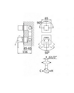 Смеситель для душа, встраиваемый в стену, с переключателем, на 3 потребителя, (цв.белый матовый),  ZZ Cezares Porta PORTA-VDIM3-M-BIO