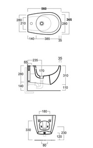 Унитаз подвесной безободковый Rimless, 56х36,5cм, (без сиденья), БЕЗ крепежа, (цв.черный глянец),  ZZ Simas Vignoni VI 18 nero bril