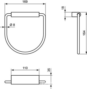 Полотенцедержатель-кольцо 160хh184мм, (цв. хром),  ZZ Ideal Standard Connect N1384AA