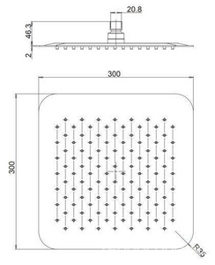Душ верхний, стационарный, квадратный, ультратонкий, 300х300мм, G 1/2, антикальц., (нерж.сталь), Paini ZZ Paini Универсал 50CR759UPQ30E