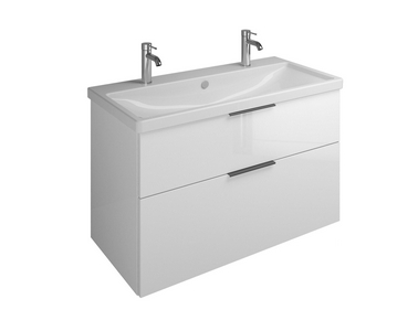 Тумба подвесн.с керамич.раковиной, 930х490х645мм, 2 ящика с ручкой желоб.,c 1 отв д/смес., вкл сифон,(цв.белый глянц F2009),  ZZ Burgbad Eqio SEYQ F2009 093 / SEYQ093F2009C001*1 Eqio