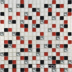 Мозаика Glass 458 микс белый-красный-черный-платина ZZ|30x30 XX