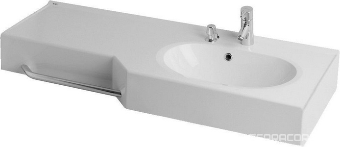 Раковина "" 2/1270 правая с навесами и диспенсором, белая ZZ Aquaton Отель 1A70123WOT01R