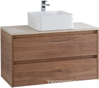 База под раковину подвесная с двумя выкатными ящиками, 1010х460хh515мм, без раковины, (цв.Rovere Tabacco),  BelBagno Kraft KRAFT-1000-2C-SO-RT