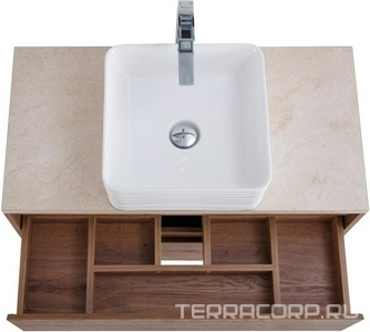 База под раковину подвесная с двумя выкатными ящиками, 1010х460хh515мм, без раковины, (цв.Rovere Tabacco),  BelBagno Kraft KRAFT-1000-2C-SO-RT