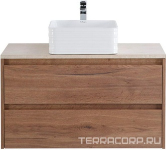 База под раковину подвесная с двумя выкатными ящиками, 1010х460хh515мм, без раковины, (цв.Rovere Tabacco),  BelBagno Kraft KRAFT-1000-2C-SO-RT