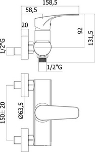 Смеситель для душа без душ.набора (цв. хром) Lime ZZ Paffoni lime LM168CR