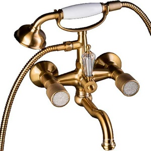 Смеситель для ванны с душем Boheme Royal Cristal 313, душ гарнитур в комплекте, цв. бронза глянец, ZZ Boheme royal cristal 313-Royal/CRST