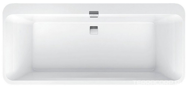 Ванна 1800х800хh450(620)мм, отдельностоящая, (кварил цв.белый), (слив-перелив, крышки цв.белый и хром в компл.,),  Excellence Duo ZZ Villeroy & Boch Squaro UBQ180SQE9W2V-01