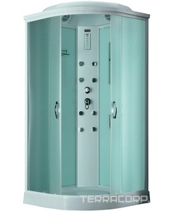 Душевая кабина Timo Eco TE-0701, ГМ спины, профиль белый, стекло матовое, аксессуары, зеркало в компл., ZZ Timo eco TE-0701