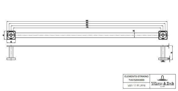 Полотенцедержатель 800мм, (цв.черный матовый),  ZZ Villeroy & Boch Elements – Striking TVA152003000K5