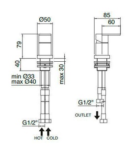 Смеситель для ванны, встраиваемый в борт, лейка и шланг в компл., (цв. чёрный/хром),  ZZ 3M Ran 2268 NC