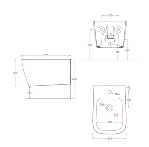 Биде подвесное 36х52см, крепёж в компл., (цв.matt white),  ZZ ArtСeram A16 ASB001 05;00