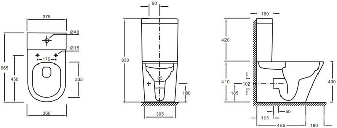 Бачок для унитаза RODIN+,  2,6/4 Л, нижняя подводка, белый