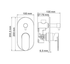 Смеситель для ванны и душа, цвет черный ZZ