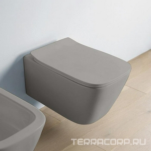 Унитаз подвесной 36х52см, безободковый, БЕЗ сиденья, крепёж в компл., (цв. grey olive),  ZZ ArtСeram A16 ASV003 15;00