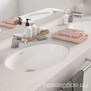 Раковина встраиваемая в столешницу снизу, овальная 535х400мм, без отв. д/смесит., с переливом, крепеж в компл., (цв. белый),  ZZ Sanitana Anadia S10060630500000