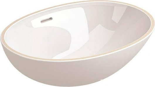 Раковина встраиваемая в столешницу снизу, овальная 535х400мм, без отв. д/смесит., с переливом, крепеж в компл., (цв. белый),  ZZ Sanitana Anadia S10060630500000