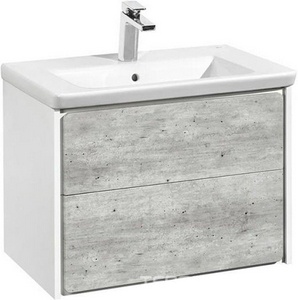 Тумба подвесная  60 см, без раковины, цвет белый глянец/бетонZZ Roca Ronda ZRU9303002