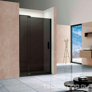 Дверь для душа в нишу, 912-1012хh2000мм, распашная с неподв.сегментом, правая/левая, (стекло 8мм, тонированное, фурн.цв.черный матовый), Extra Vincea Exrta VDP-1E9010CGB