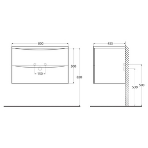 База под раковину подвесная с двумя выкатными ящиками, 800x455x525мм, без раковины, (цв.Rovere Rustico), Acqua ZZ BelBagno ACQUA ACQUA-800-2C-SO-RR