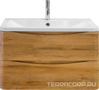 База под раковину подвесная с двумя выкатными ящиками, 800x455x525мм, без раковины, (цв.Rovere Rustico), Acqua ZZ BelBagno ACQUA ACQUA-800-2C-SO-RR