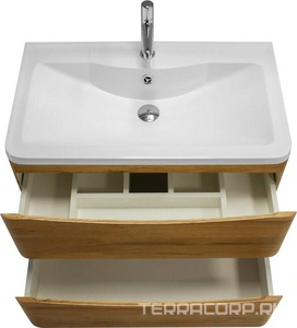 База под раковину подвесная с двумя выкатными ящиками, 800x455x525мм, без раковины, (цв.Rovere Rustico), Acqua ZZ BelBagno ACQUA ACQUA-800-2C-SO-RR