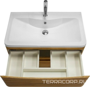 База под раковину подвесная с двумя выкатными ящиками, 800x455x525мм, без раковины, (цв.Rovere Rustico), Acqua ZZ BelBagno ACQUA ACQUA-800-2C-SO-RR