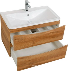 База под раковину подвесная с двумя выкатными ящиками, 800x455x525мм, без раковины, (цв.Rovere Rustico), Acqua ZZ BelBagno ACQUA ACQUA-800-2C-SO-RR