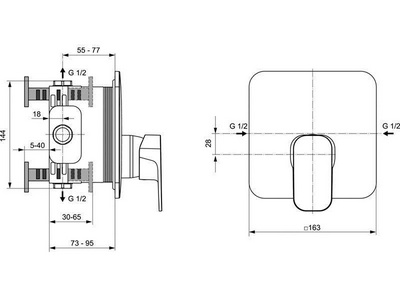 Смеситель для душа, встраиваемый в стену, БЕЗ встраиваемой части арт.A1000NU, (цв.хром),  ZZ Ideal Standard Tonic II A6339AA